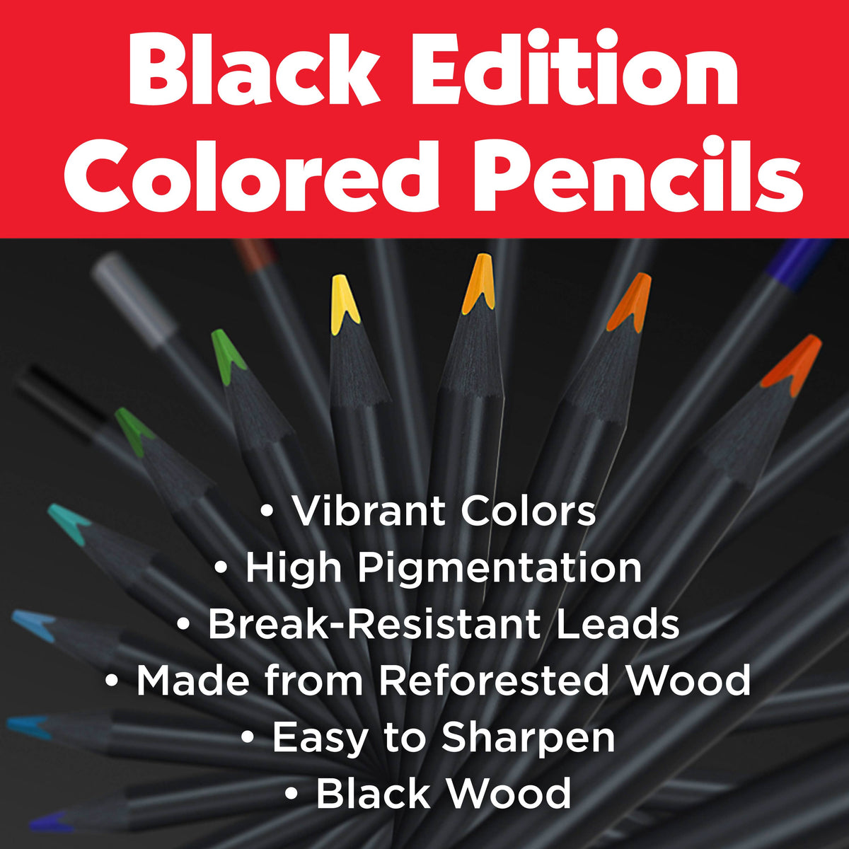 Super Soft Black Edition Colored Pencils, Gift Tin of 12