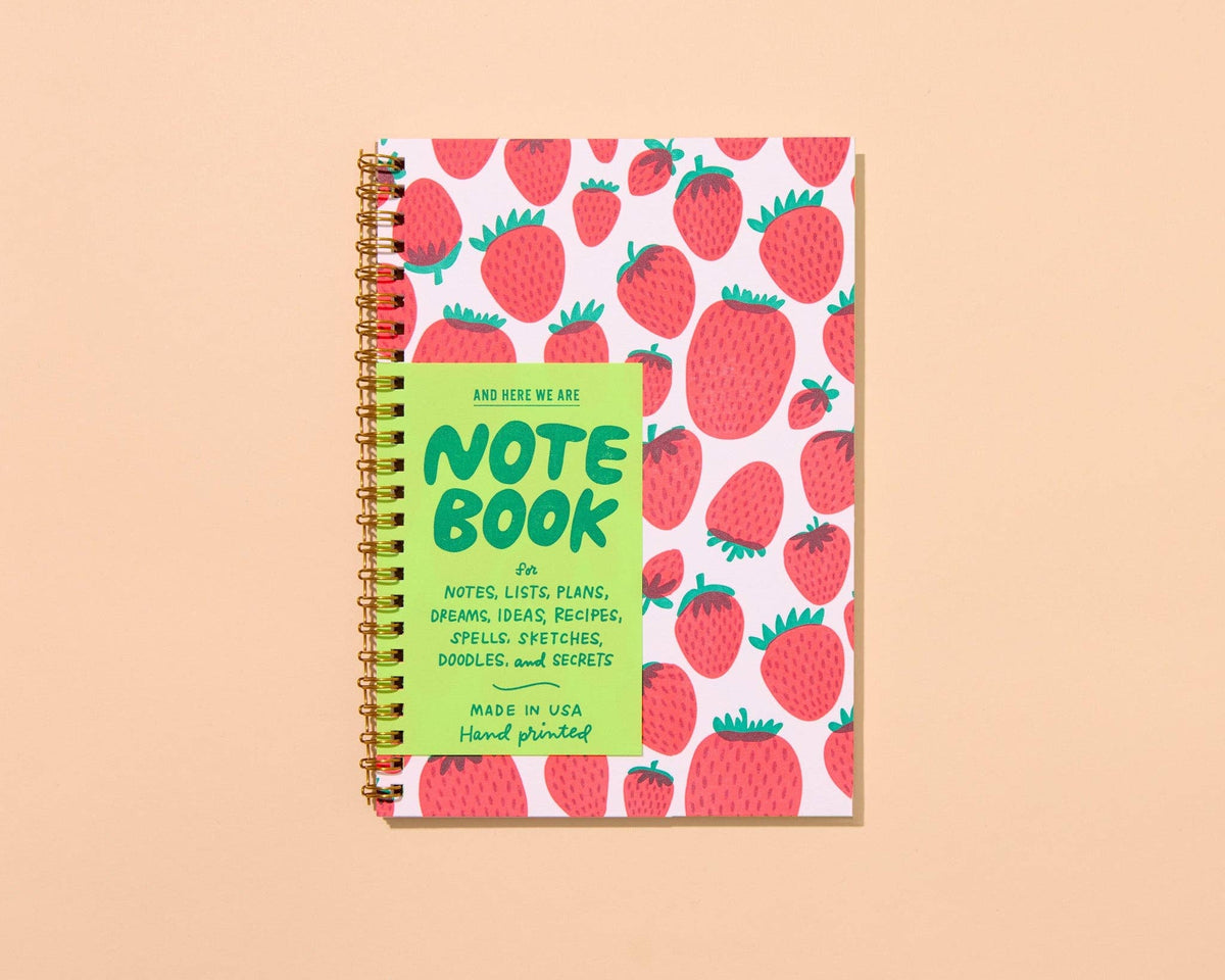 Letterpress A5 Spiral Notebook—Strawberry