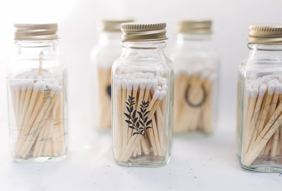 Lucky Horseshoe 2" White Match Jar | Western Match Holder