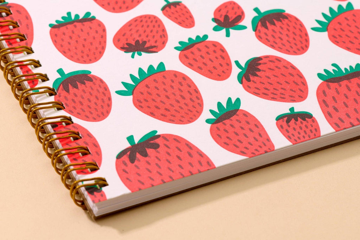 Letterpress A5 Spiral Notebook—Strawberry
