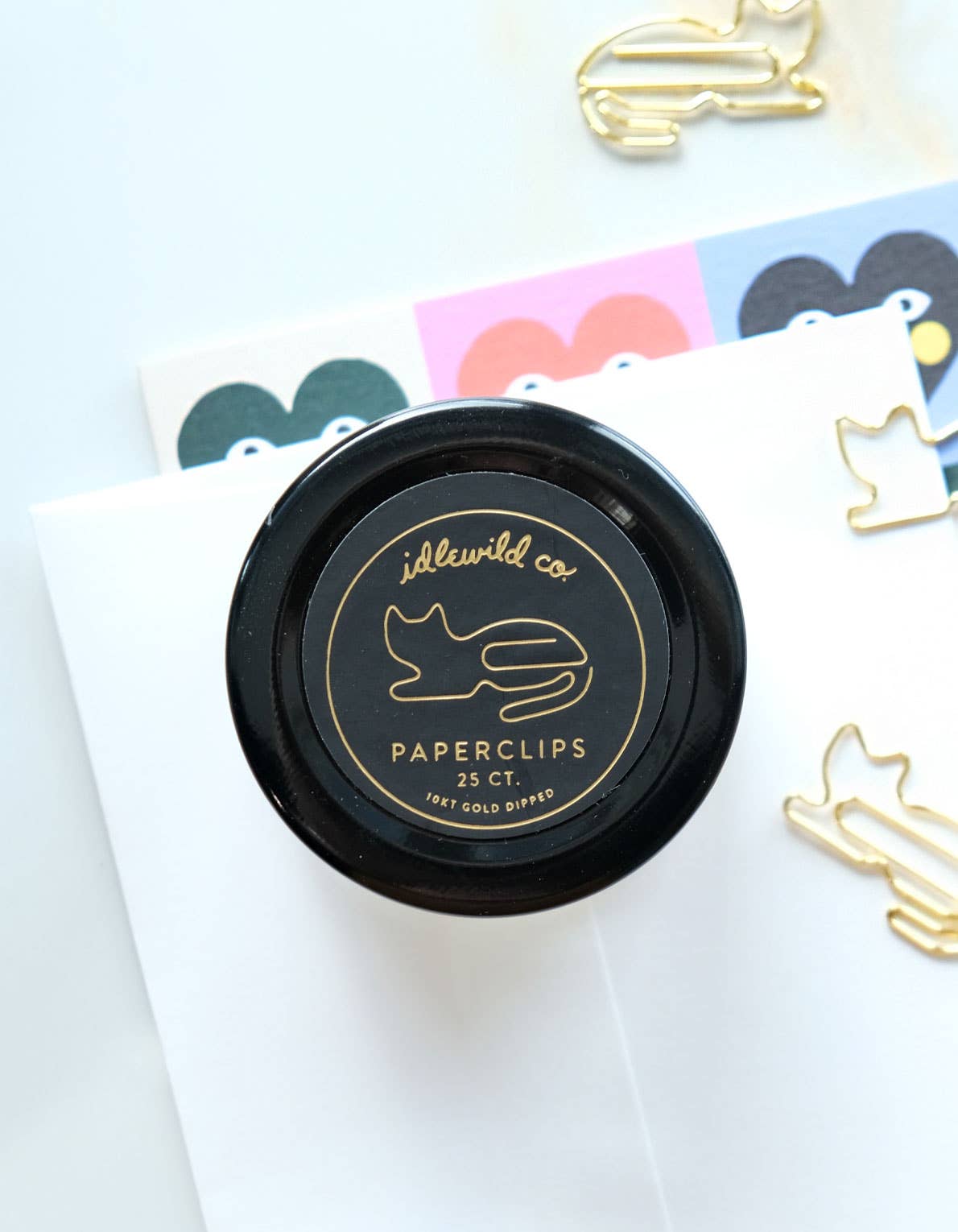 Gold Plated Paper Clips (Jar of 25) | Cat
