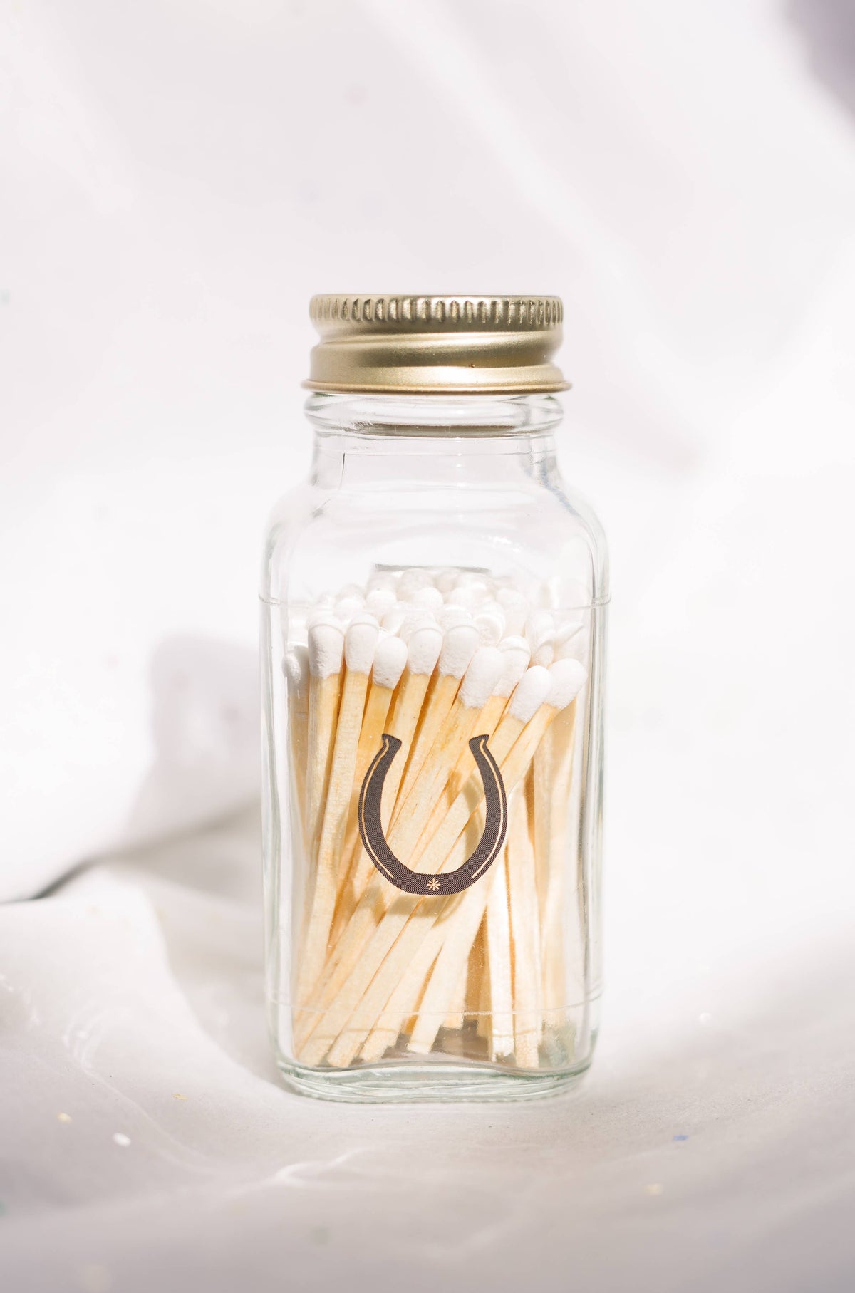 Lucky Horseshoe 2" White Match Jar | Western Match Holder