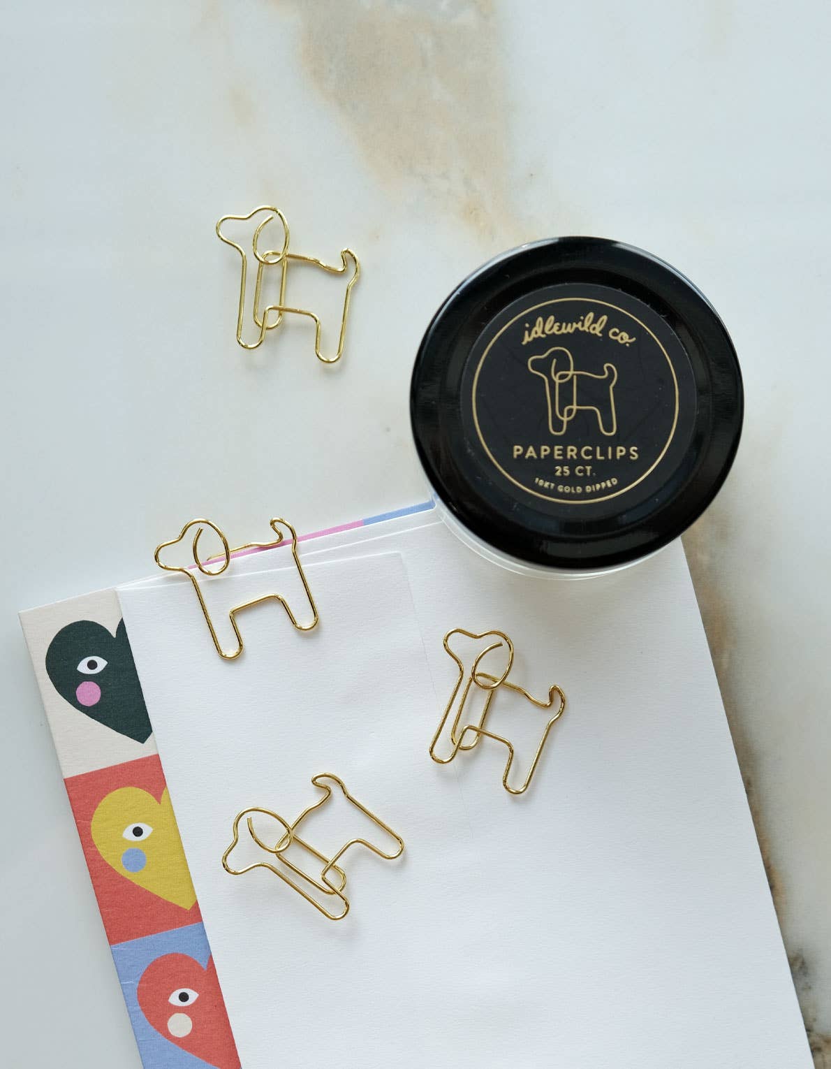 Gold Plated Paper Clips (Jar of 25) | Dog