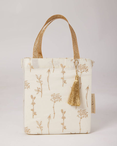 Buy wholesale Fabric Gift Bags Tote Style - Gold Frost (Large)