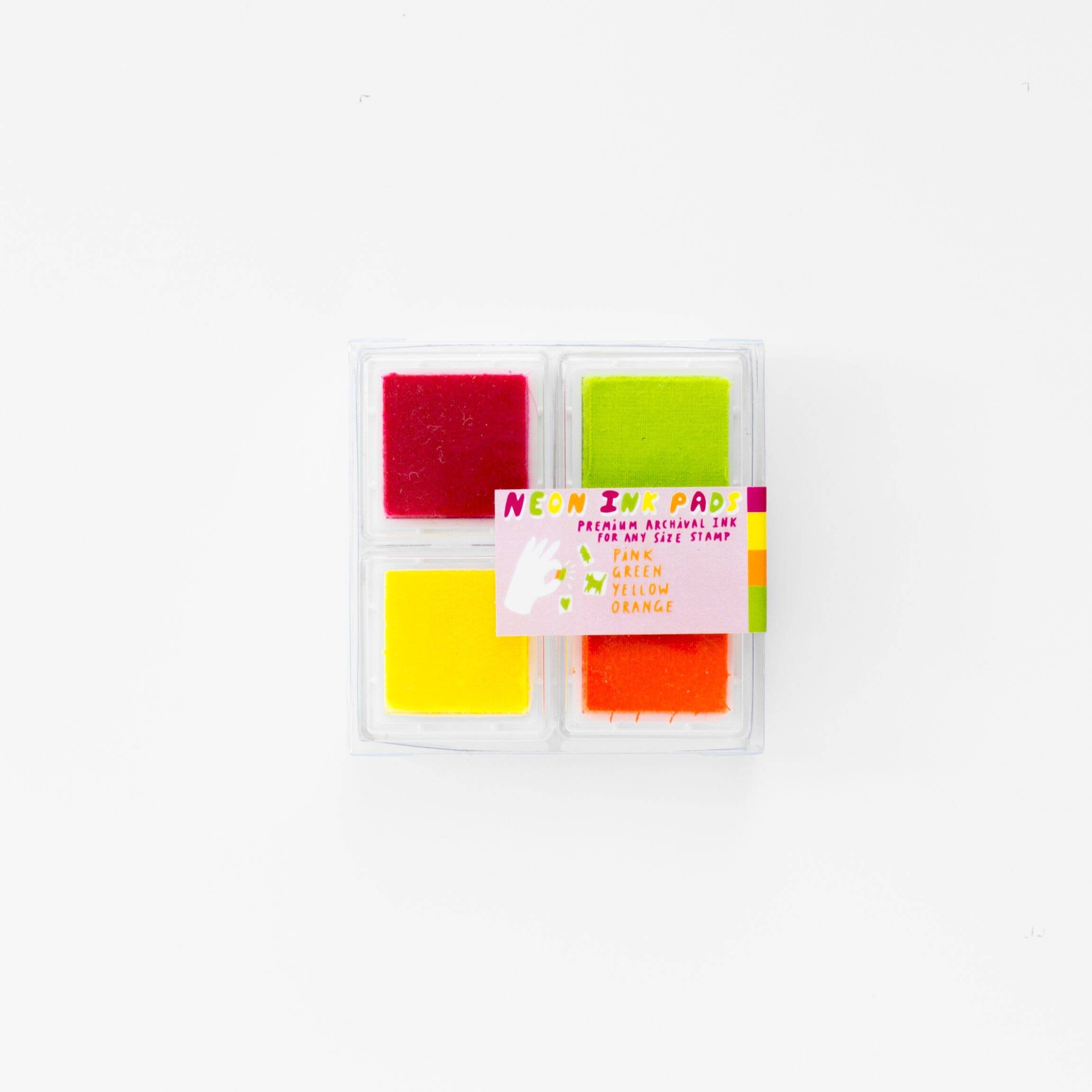 Neon Chroma Ink Pad Set - Pink, Orange, Green, Yellow - Yellow Owl Workshop