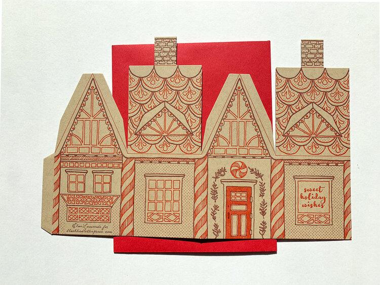 3D Gingerbread House Card - Greeting & Note Cards