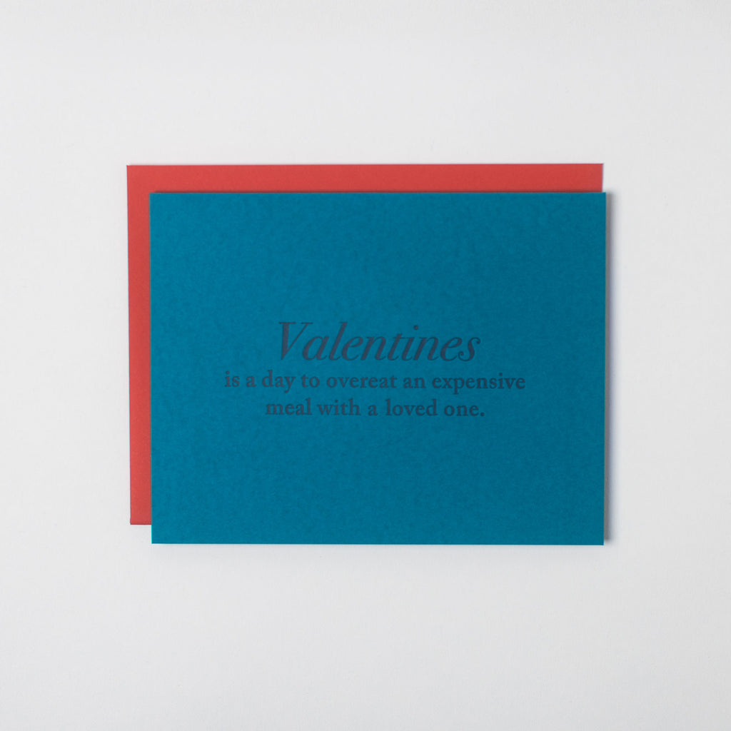 Letterpress Play Valentines Greeting Card Meal- Austin, Texas Gift Shop - Handmade with love