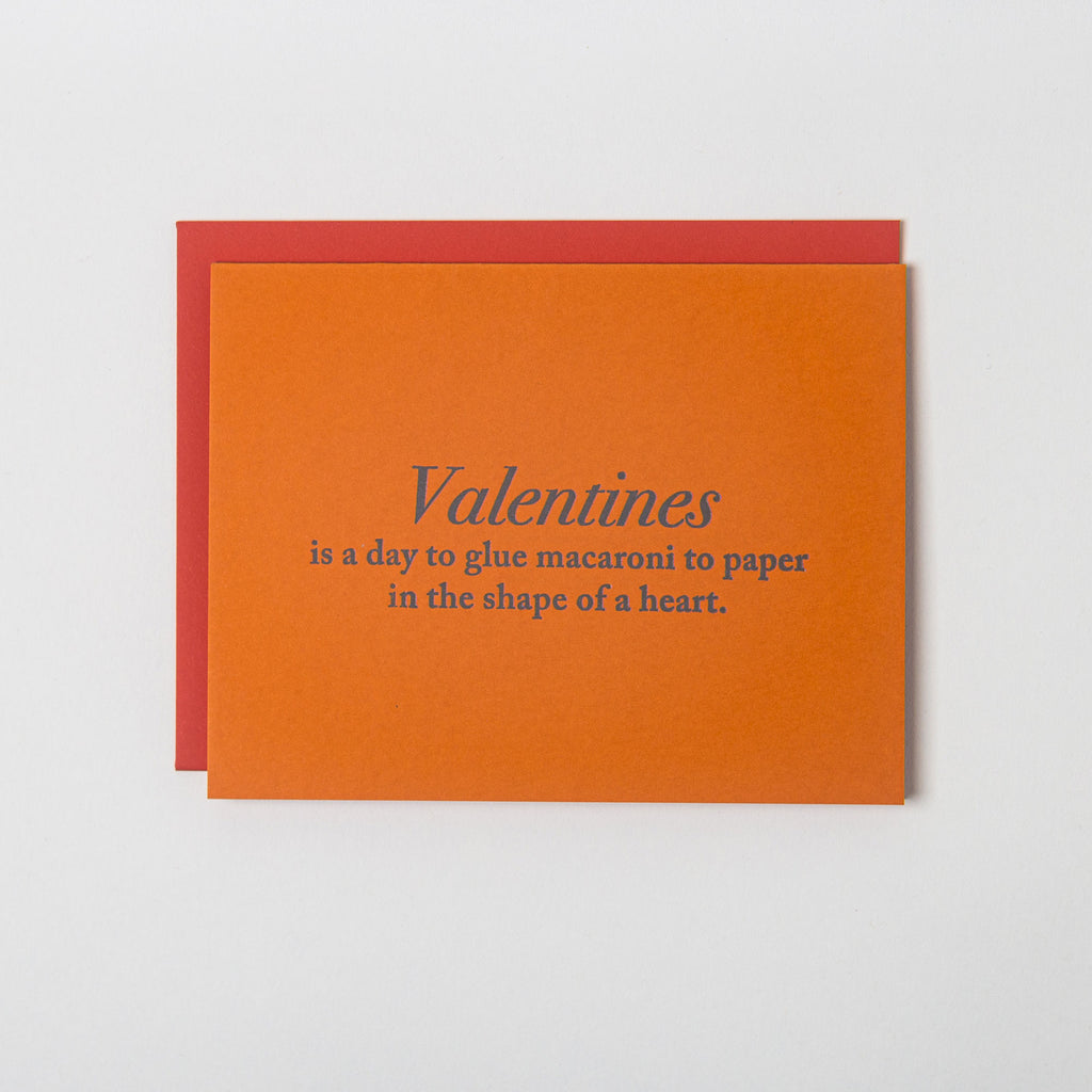 Letterpress Play Valentines Greeting Card Macaroni- Austin, Texas Gift Shop - Handmade with love