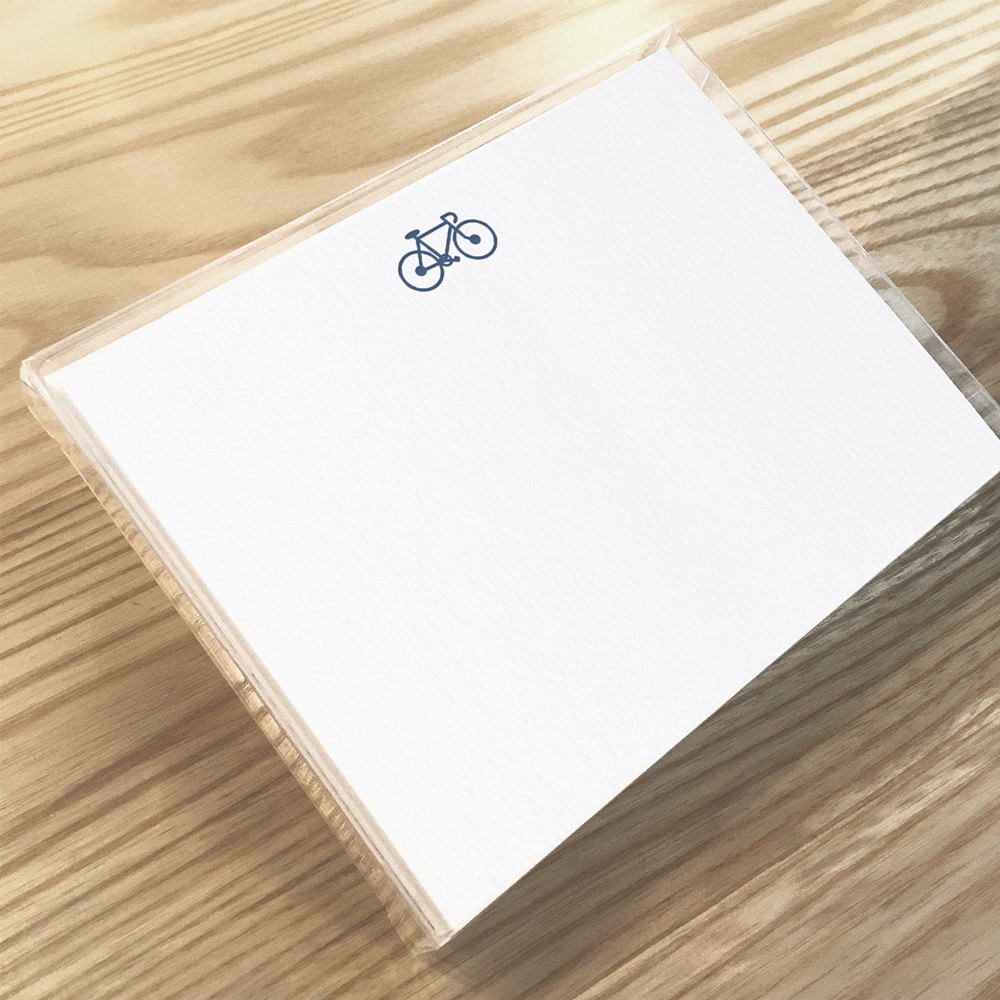 Blank White Stationery with letterpress printed bike set - Austin Gift Shop