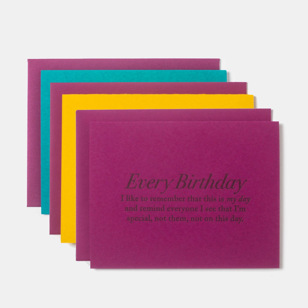 Birthday Card Set of Six - Austin, Texas Gift Shop - Letterpress printed and handmade with love