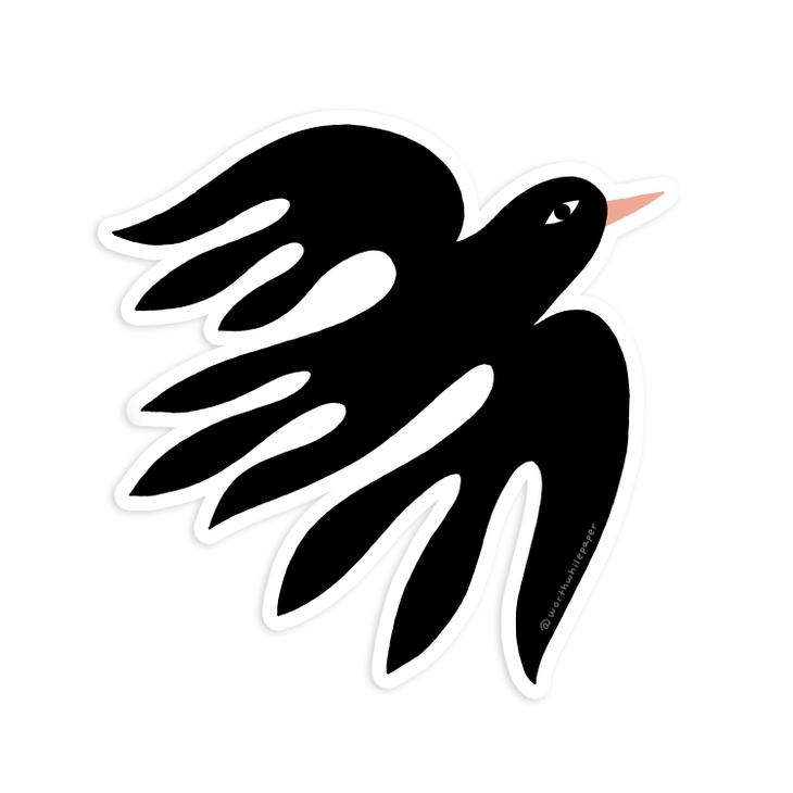 Black abstract Bird Die Cut Sticker - Austin Gift Shop