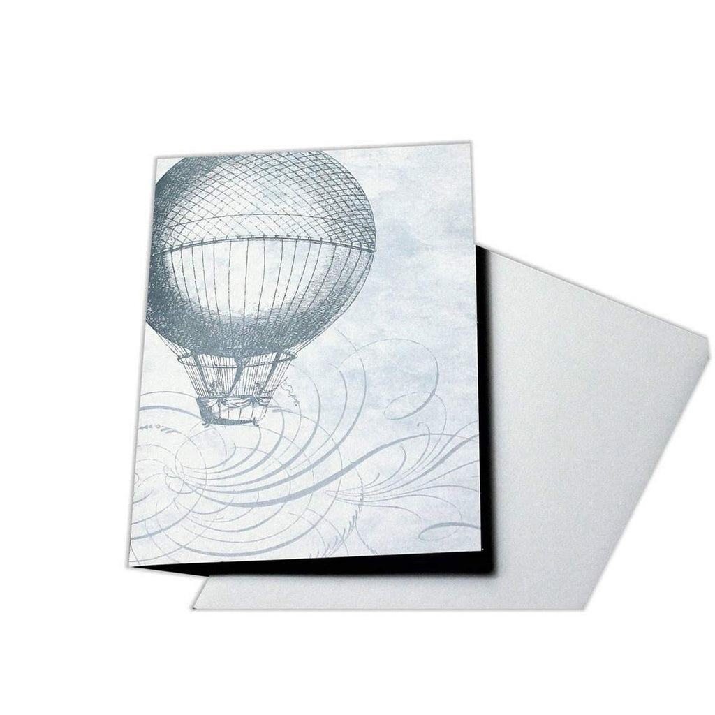 Blue Green Hot Air Balloon letterpress Card - Austin Gift SHop