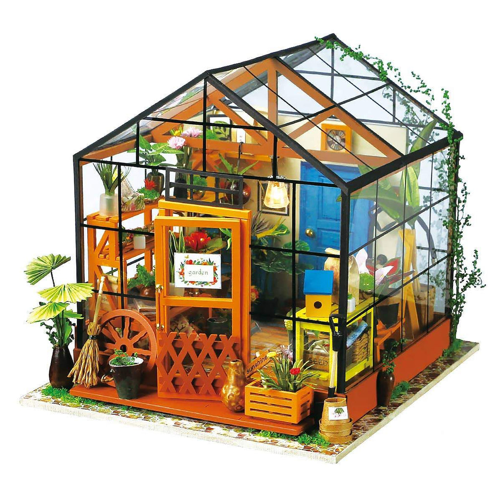 DIY Miniature Dollhouse Kit Cathy's Flower Green House to put together - Austin Gift Shop
