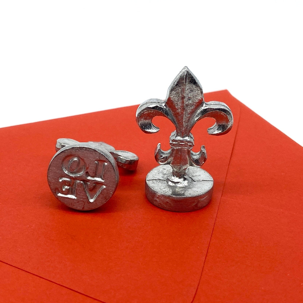 classic metal L O V E text love wax seal with fleur de lis handle - Austin Gift Shop