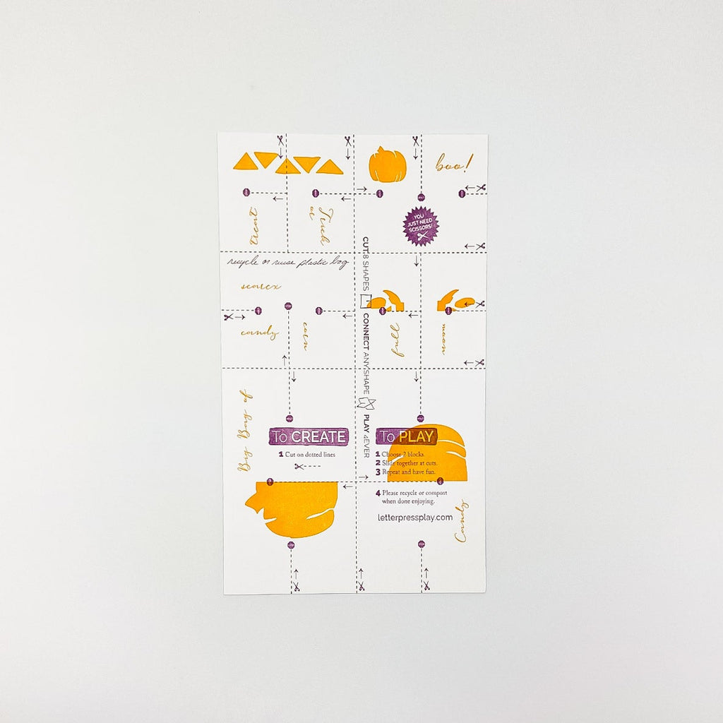 White, purple and orange constructable paper note - Back