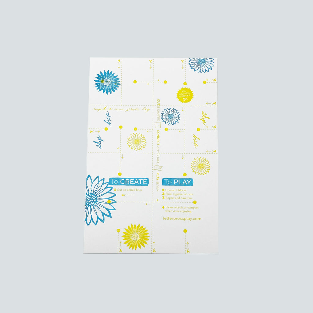 Sunflower Constructanote - Austin Gift Shop - Letterpress printed and handmade - Back