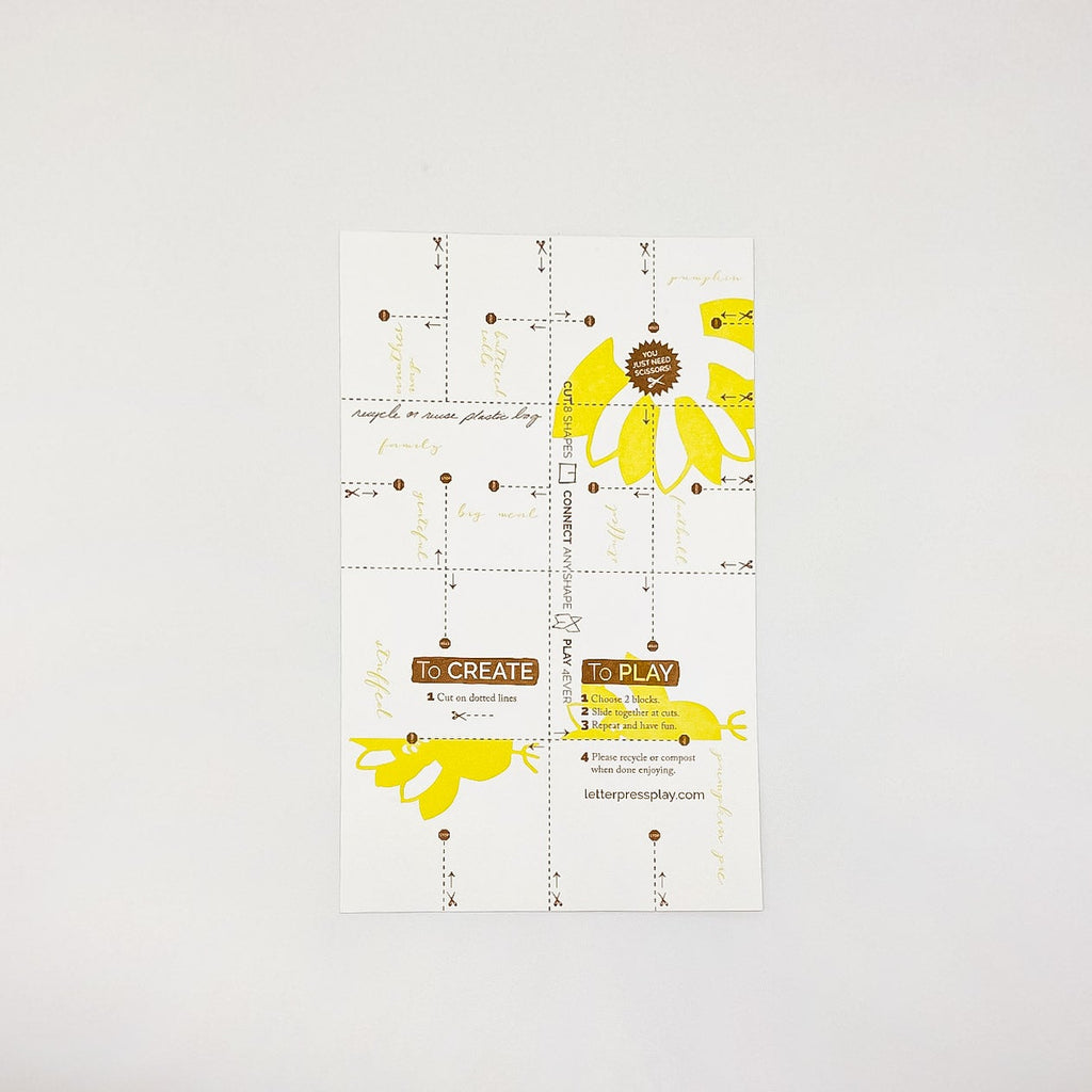 White, Brown and yellow constructable paper toy and card - Back