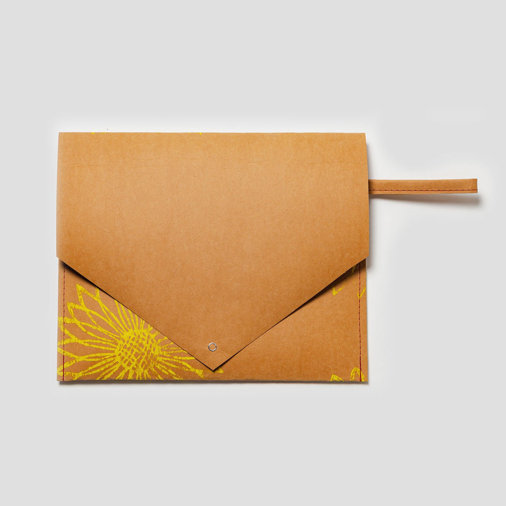 Washable Paper Courier Clutch - Sunflower - Austin, Texas Gift Shop - Handmade with love