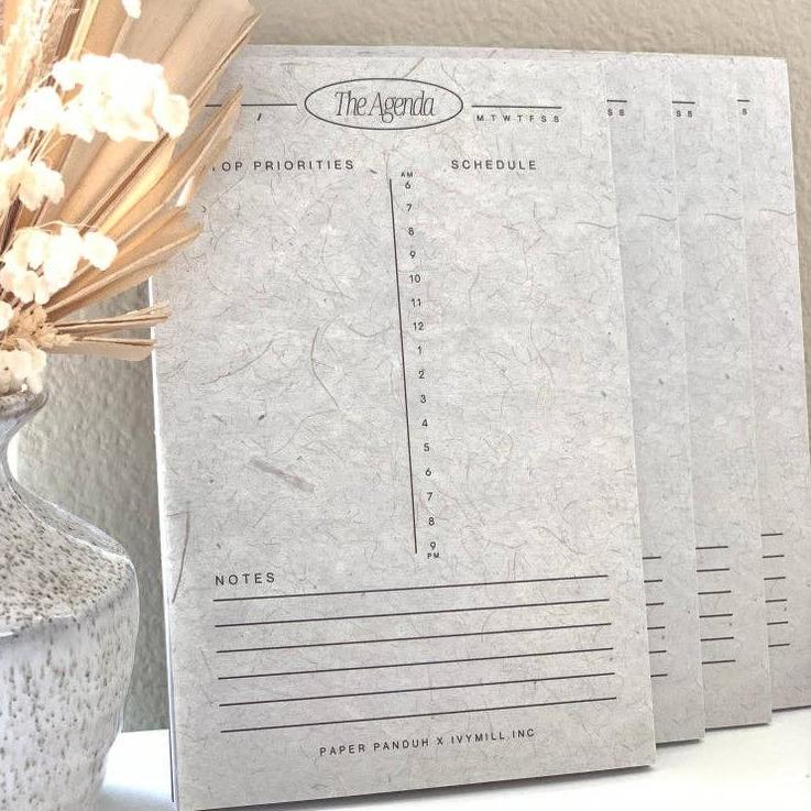 Grey Daily Calmness Notepad with Schedule Top priorities notes and date - Austin Gift Shop
