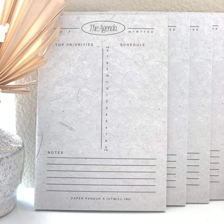 Grey Daily Calmness Notepad with Schedule Top priorities - Austin Gift Shop - Front View