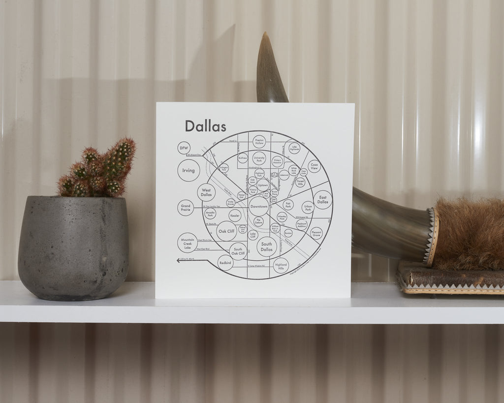 Dallas Map Print on Shelf - Posters Prints & Visual Artwork