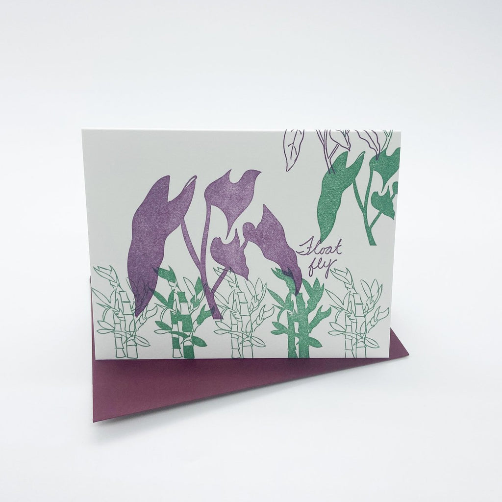 Floral Note Card - Bamboo - Card-  Austin, Texas Gift Shop - Letterpress printed and handmade with love