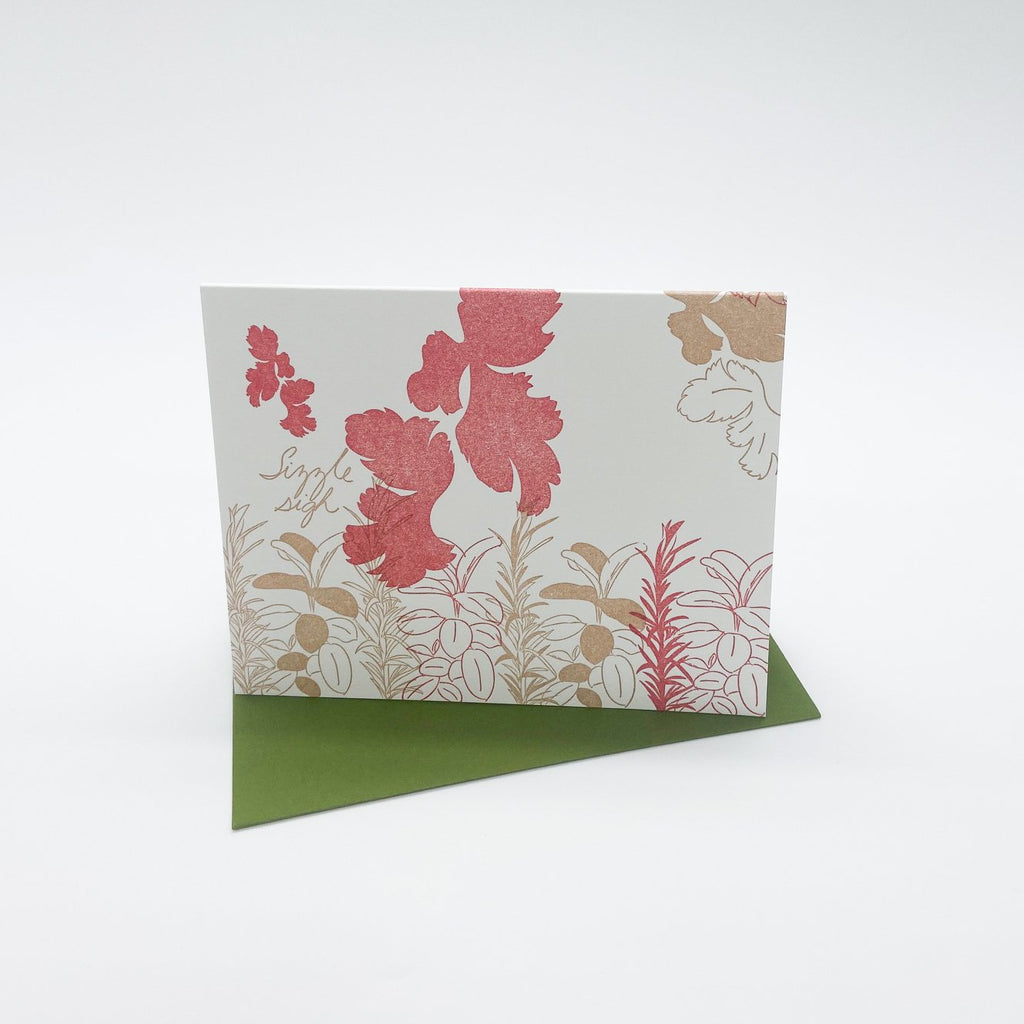Floral Note Card - Herbs - Card-  Austin, Texas Gift Shop - Letterpress printed and handmade with love