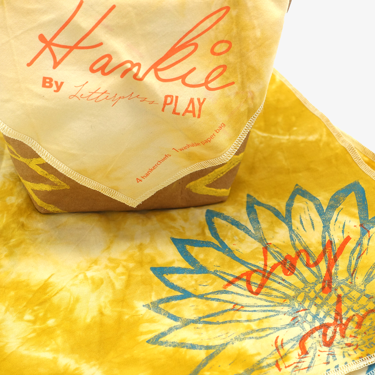 Sunflower Organic Cotton Hankies Set - Austin Gift Shop - Letterpress printed and handmade