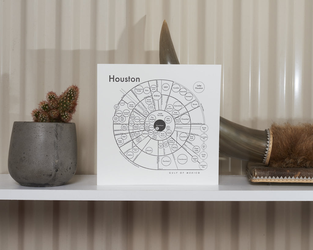 Houston Map Print on Shelf- Posters Prints & Visual Artwork