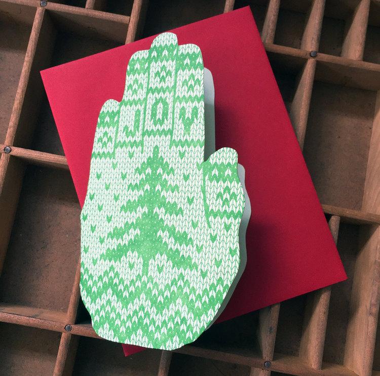 Joy Mitten Hand Card - Greeting & Note Cards