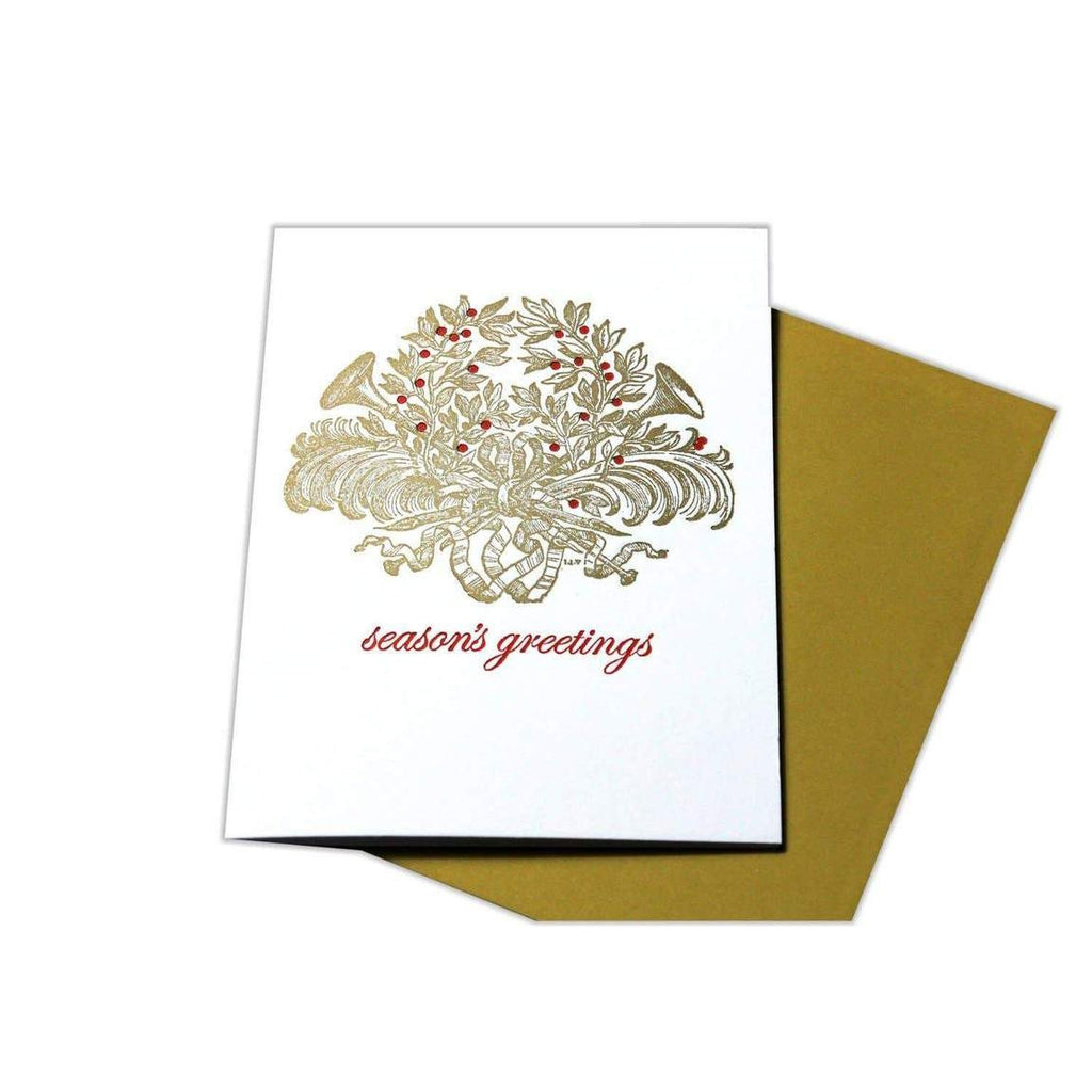 Letterpress Christmas Card with Holiday Seasons Greetings text - Austin Gift Shop