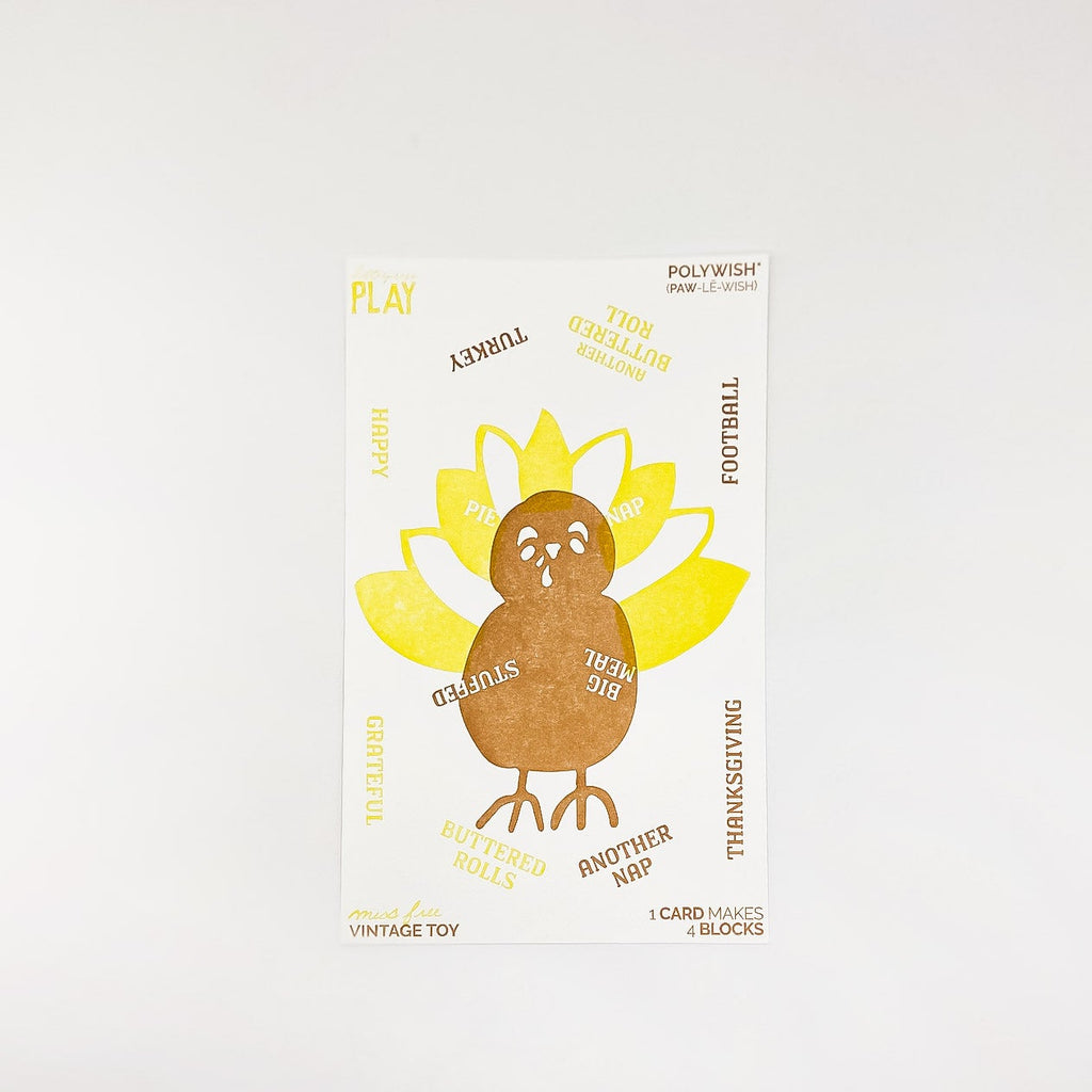 White, yellow and brown Thanksgiving turkey paper toy - Front