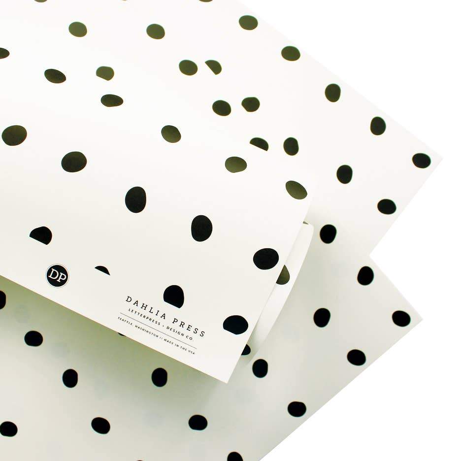 White Gift wrap paper with black dots scattered all over. - Austin Gift Shop
