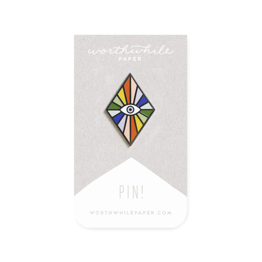 trapezoid Rainbow Eye Enamel Pin - Austin Gift Shop