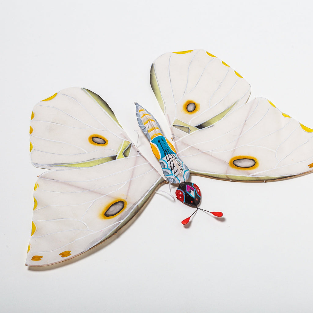 White and yellow paper Silk Butterfly Kite - Austin Gift Shop