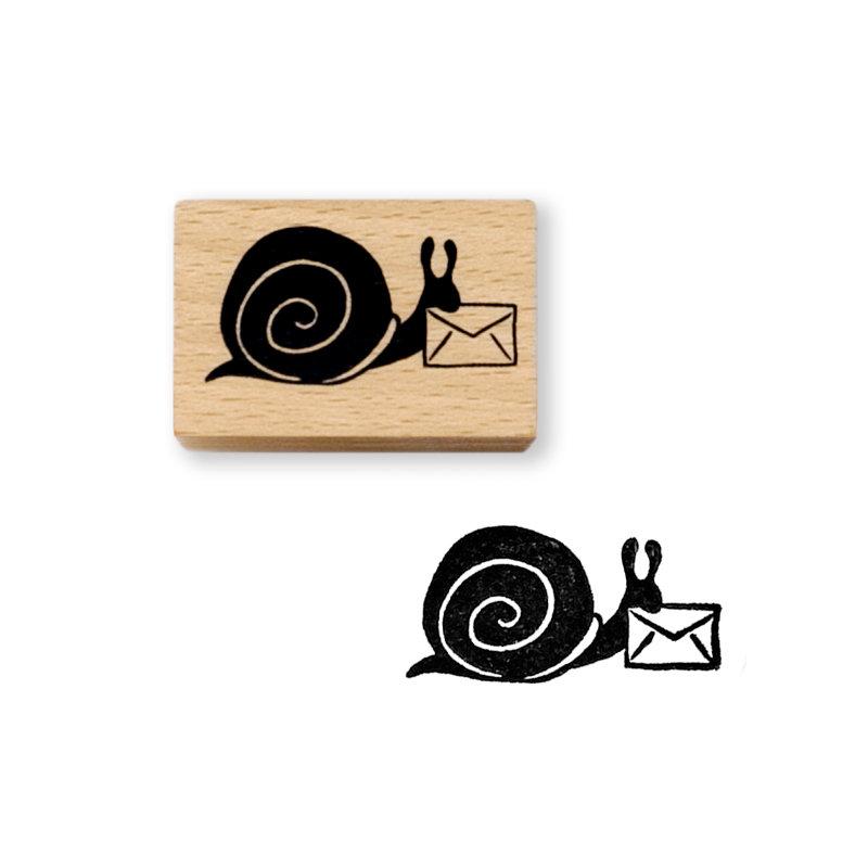 Snail holding mail Express Rubber Stamp - Austin Gift Shop - In Use View