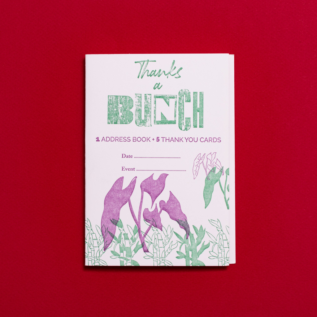 Thanks a Bunch Address Party Book - Bamboo front far-  Austin Gift Shop - Letterpress printed