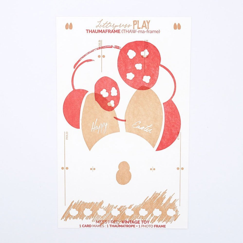 Thaumaframe - Easter bunny rabbit - Front View-  Austin Gift Shop - Letterpress printed and handmade