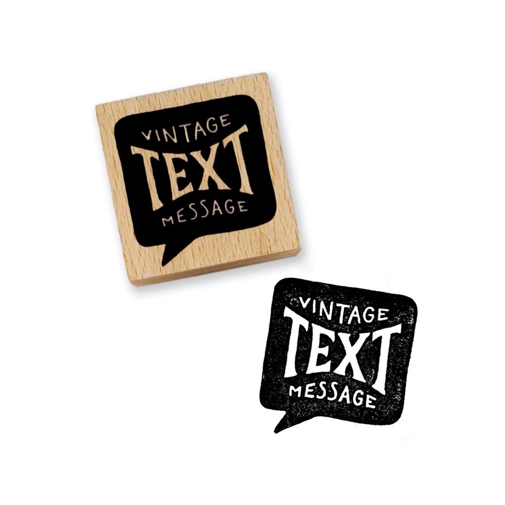 Vintage Text in speech bubble Message Rubber Stamp - Austin Gift Shop - In Use View