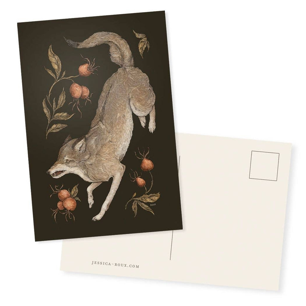 Wolf and Rose Hips Postcard - Austin Gift SHop