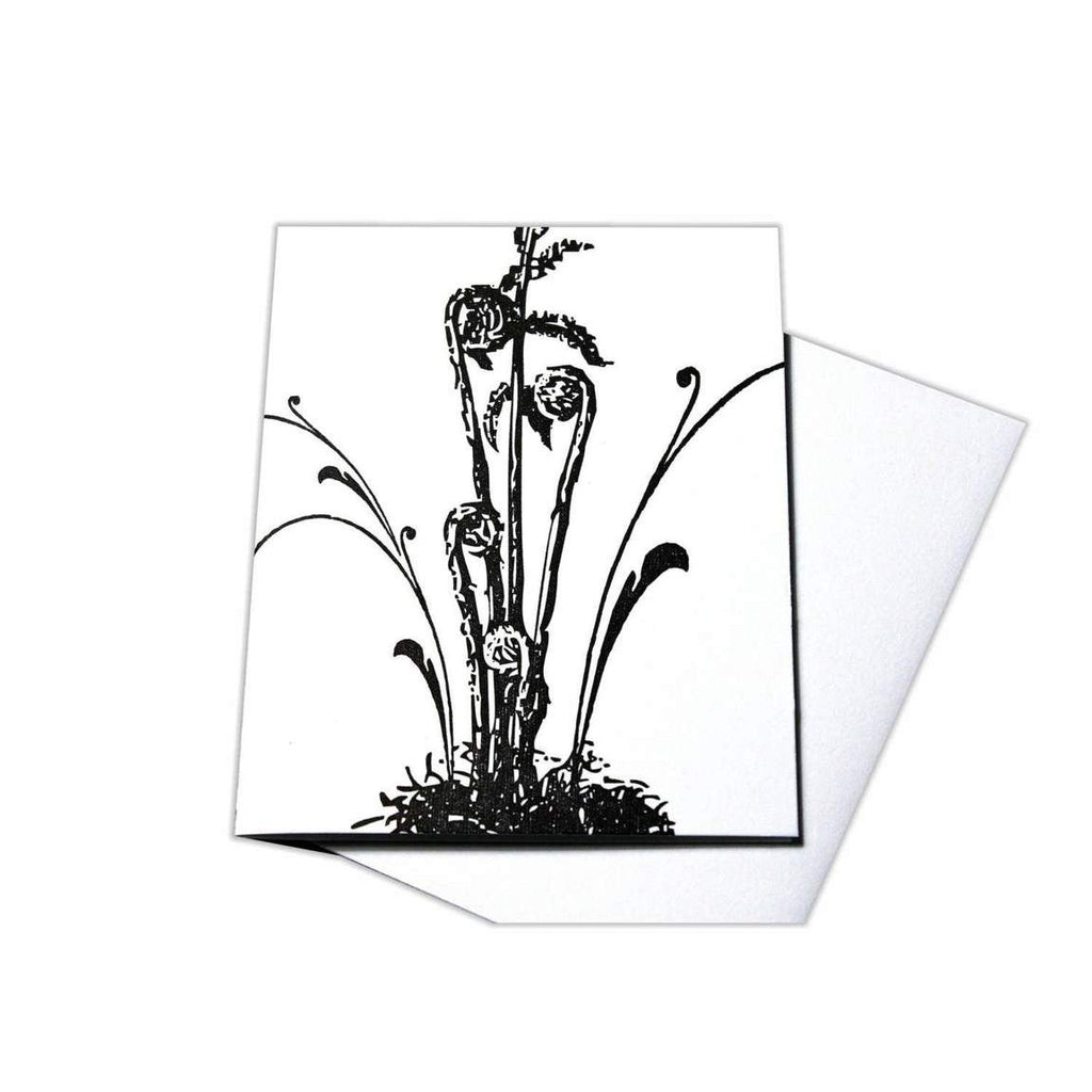 Black and white Woodland Fern Blank Letterpress Card - Austin Gift Shop